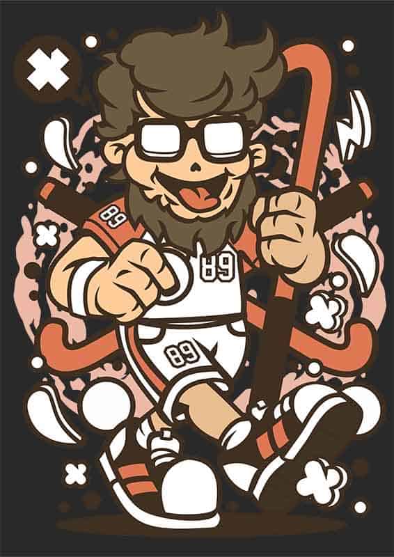 Grafika na koszulkę Hipster Field Hockey - Wzór do Hokeja na Trawie