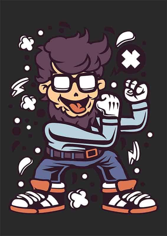 Grafika na koszulkę Hipster Fighter - Waleczny Hipster